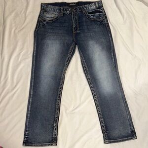 Blue Relaxed Fit Jeans with Vintage Wash‎